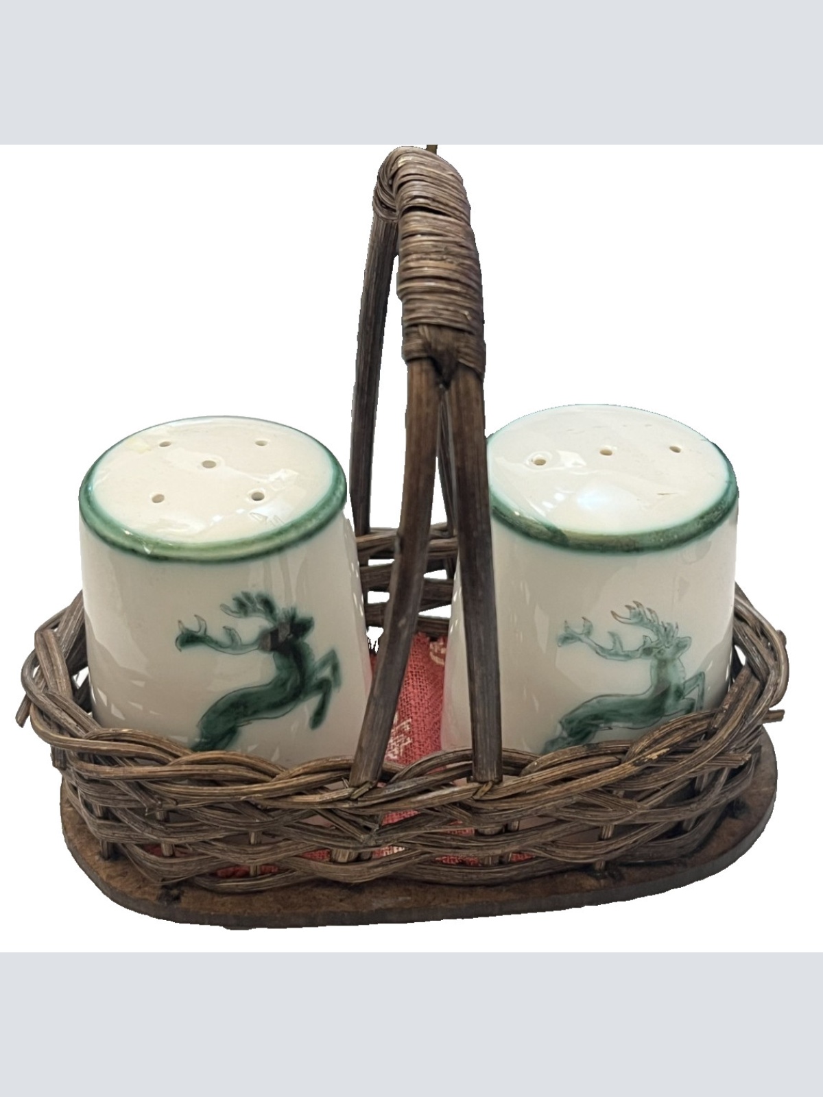 Gmundner Keramik Grüner Hirsch Salz u Pfefferstreuer