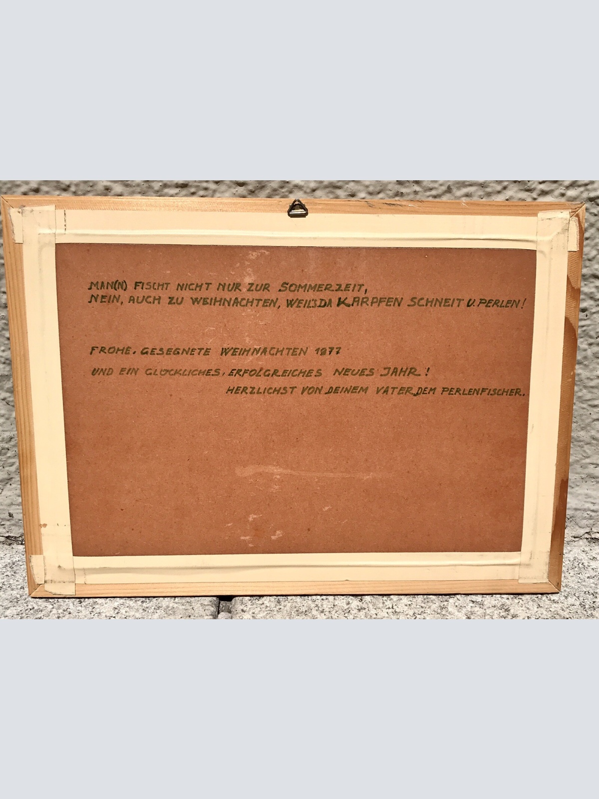 Nostalgie Bild, Fischer, Notiz von 1977, 34,5 x 25cm, (300016)