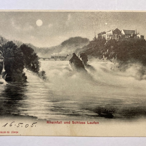 Rheinfall mit Schloß Laufen Mond  84003