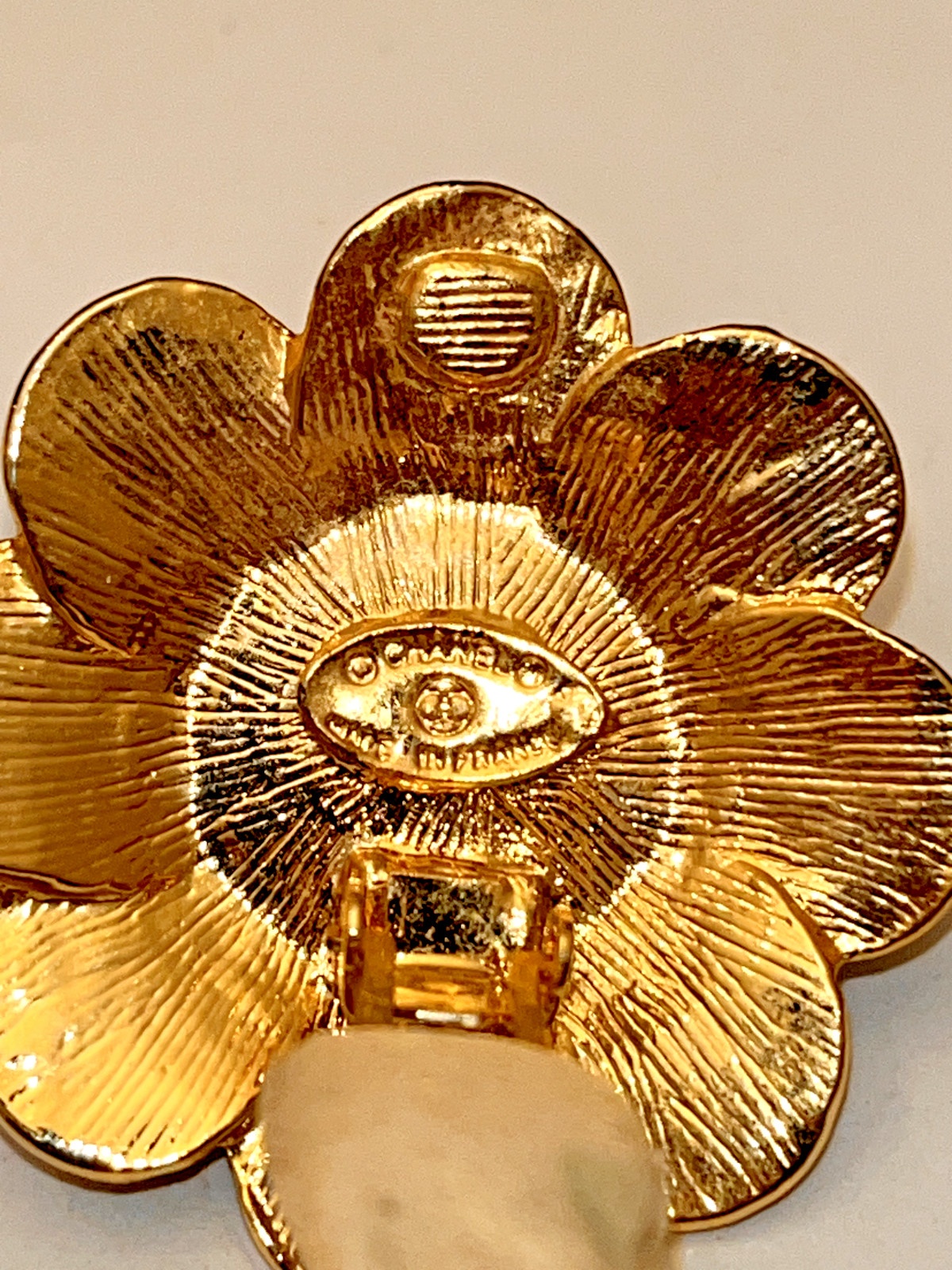 Vintage CHANEL CC Logo BlumenPerlen Ohrringe 40mm Durchm.  R0013