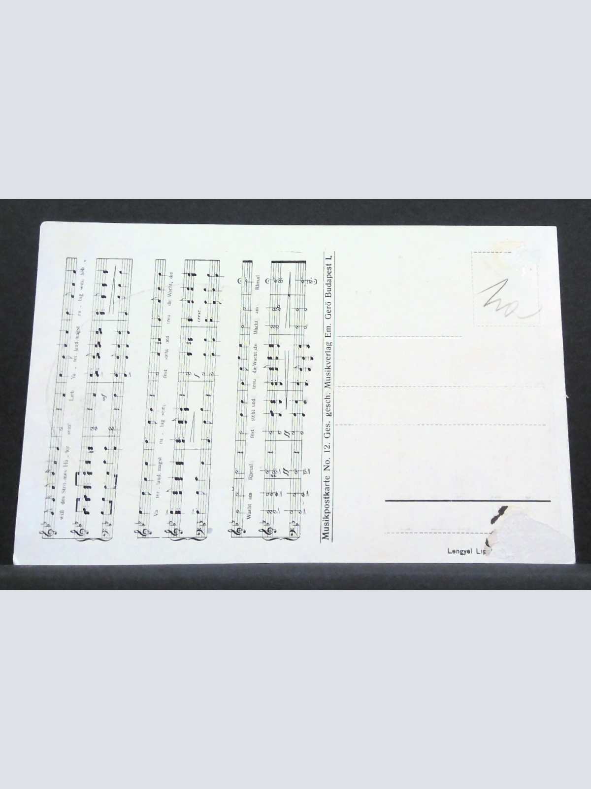 Kaiser Wilhelm II Die Wacht am Rhein Musikpostkarte JW 500264 C