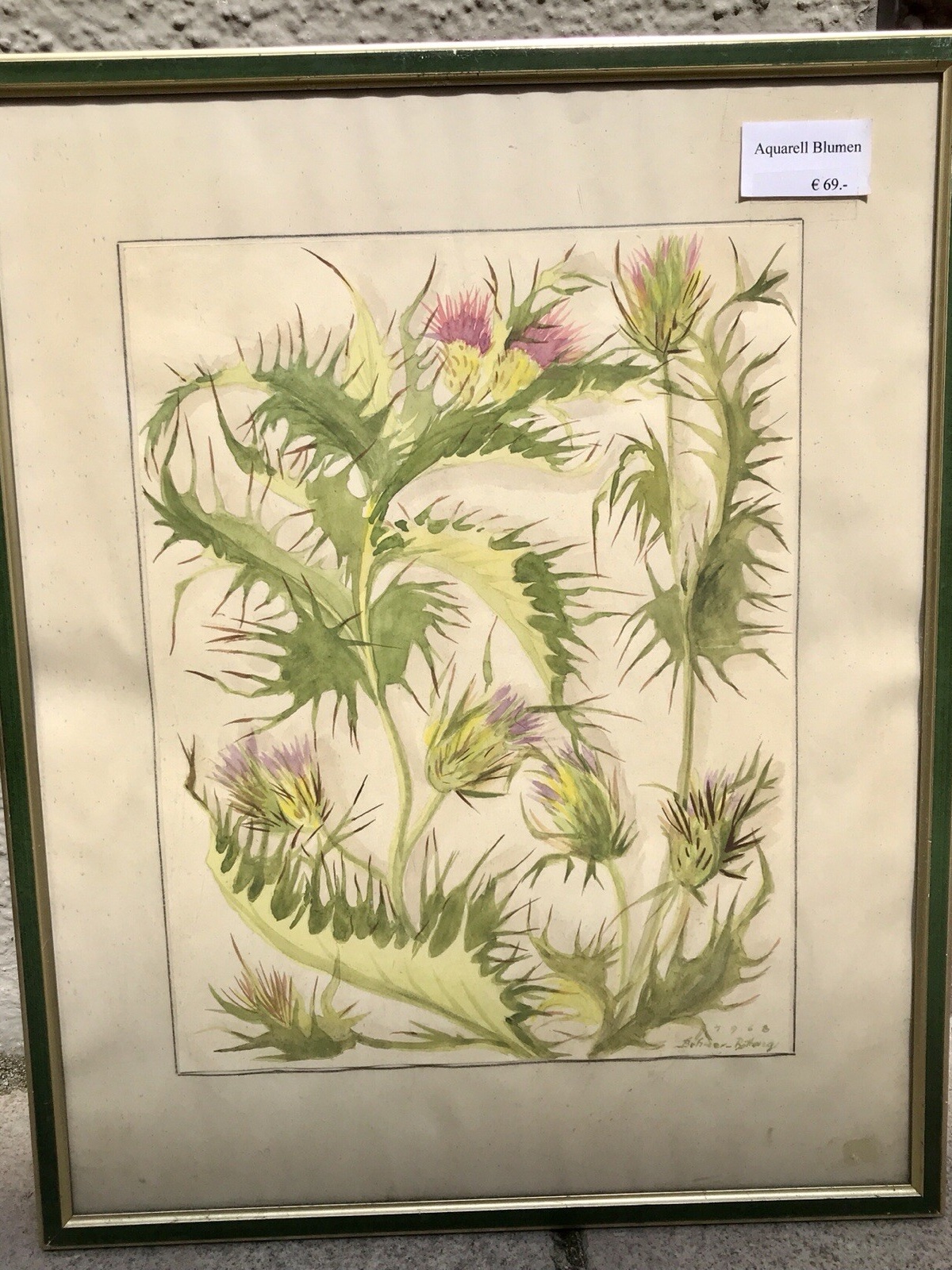 Aquarell Blumen, 1968, Inkl Rahmen 42x52cm, (300032)