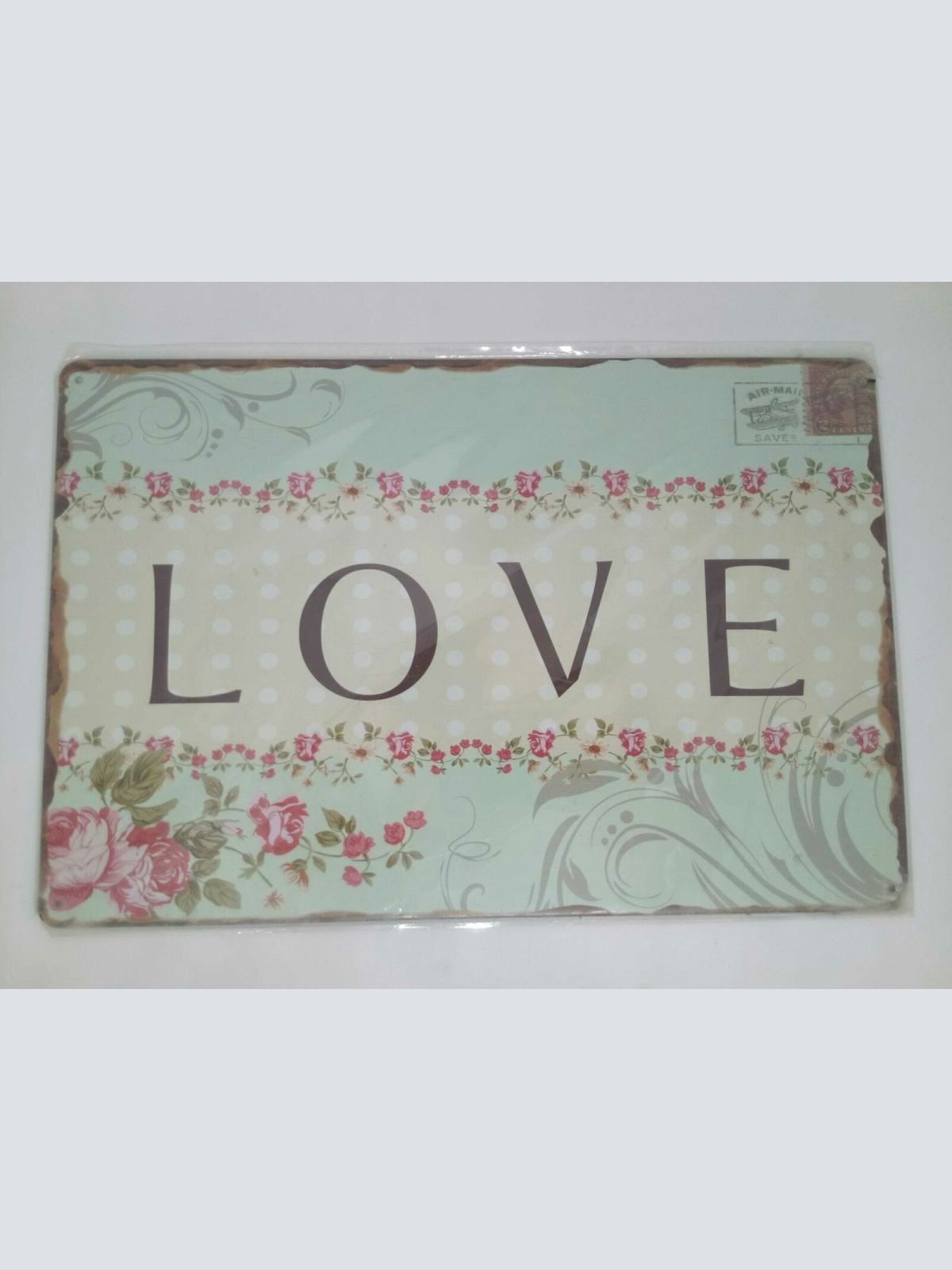 Nostalgie Vintage Retro Blechschild "love" Blumen flowers 30x20 50341