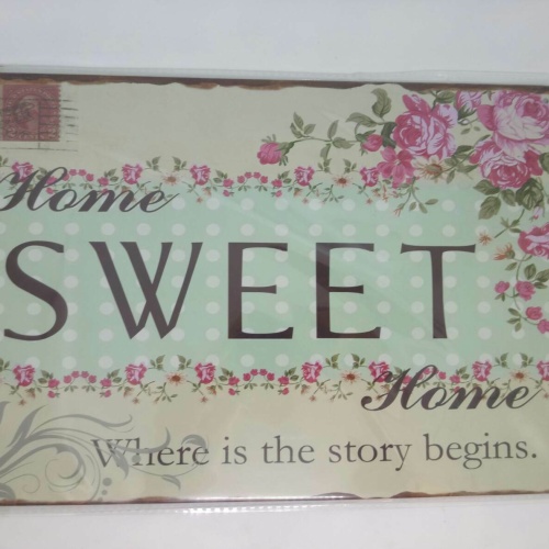 Nostalgie Vintage Retro Blechschild "home sweet home" blumen flowers 30x20 50339