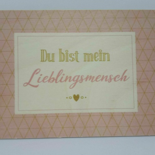 Nostalgie Holzpostkarte magnetisch "Du bist mein Lieblingsmensch" 14x10