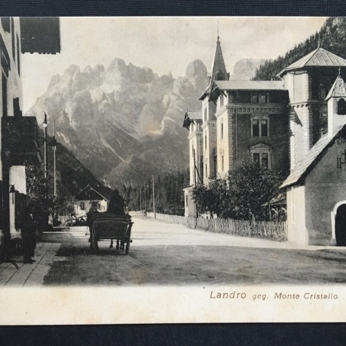Landro gegen Monte Cristallo Pferdekutsche Kirche Alpen Italien 400904 TH