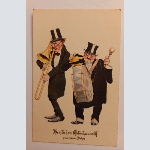 Glückwunschkarte Männer Musiker Zylinder  500062A gr D