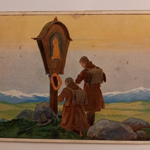 Künstlerkarte zwei Männer am Berg 500087A gr D