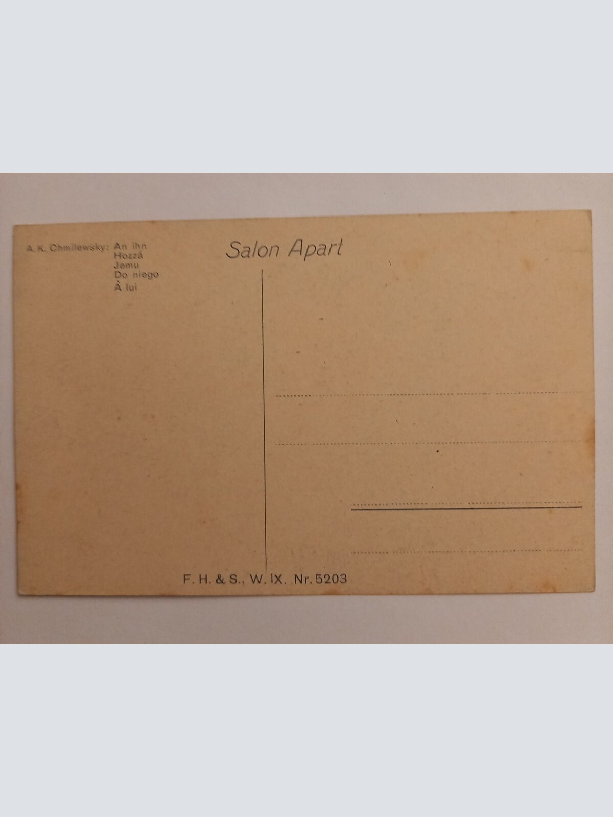 Künstlerkarte, An ihn Chmilewsky  500097A gr D