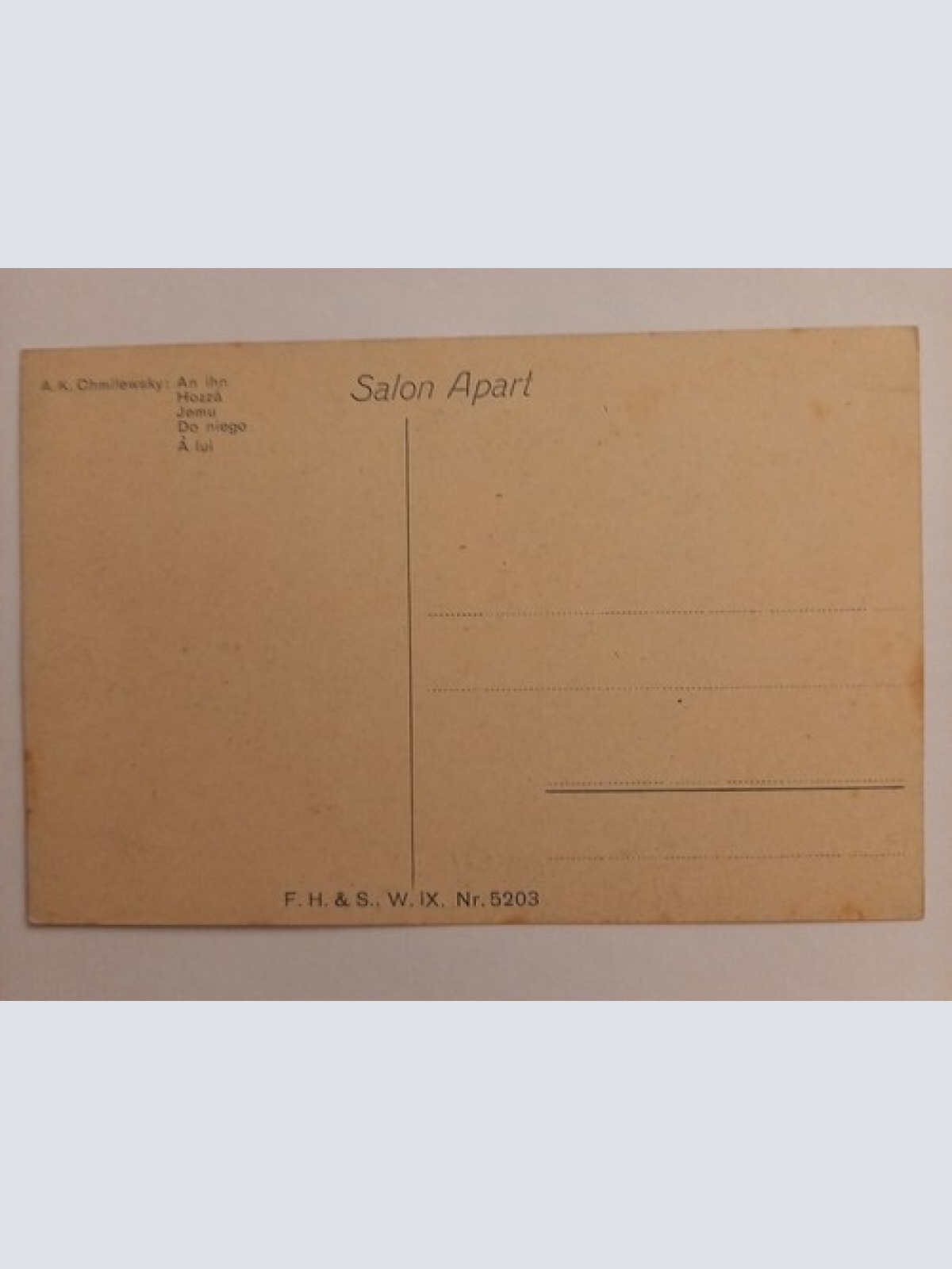 Künstlerkarte, An ihn Chmilewsky  500097A gr D