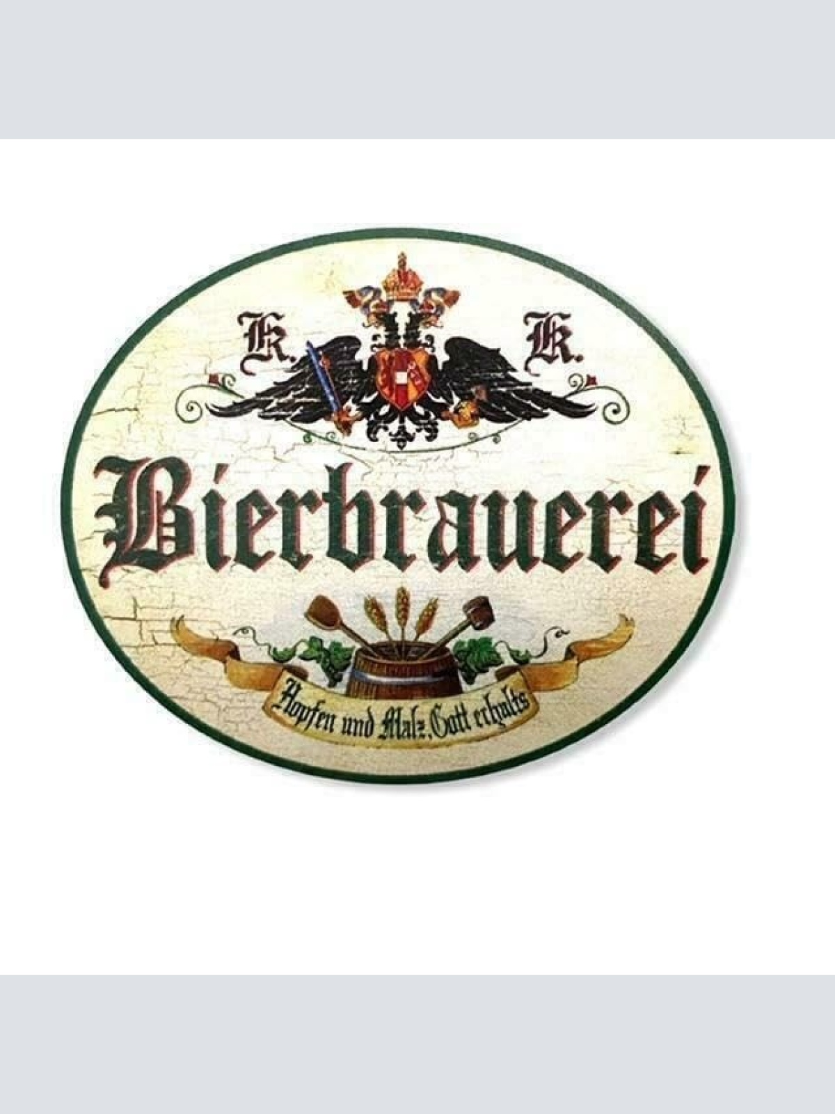 KuK Nostalgie Holzschild Bierbrauerei Bier Schild Hopfen und Malz (Größe: 14x17)