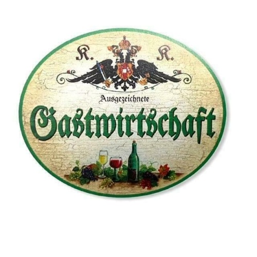 KuK Nostalgie Holzschild ausgezeichnete Gastwirtschaft (Größe: 14x17)