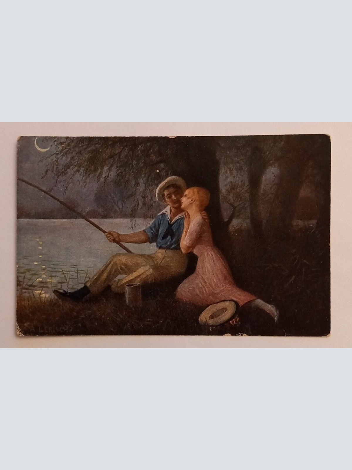 Junges Paar beim Fischen Angler Angeln 600625A gr D