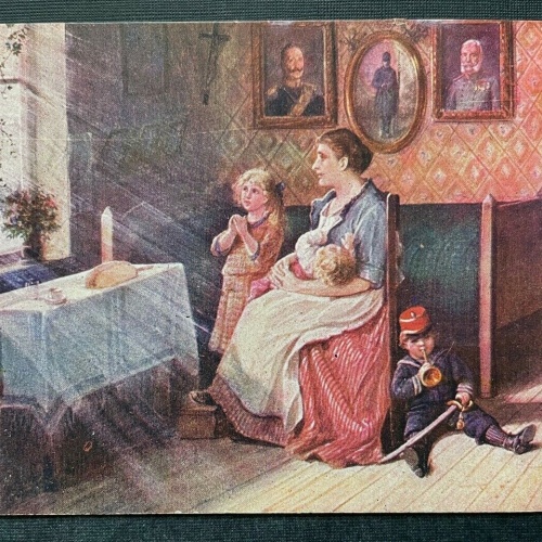 Malerei Gebet für den Vater A.Hartmann Frau Mutter Kinder Kerze Kleid 400389 TH