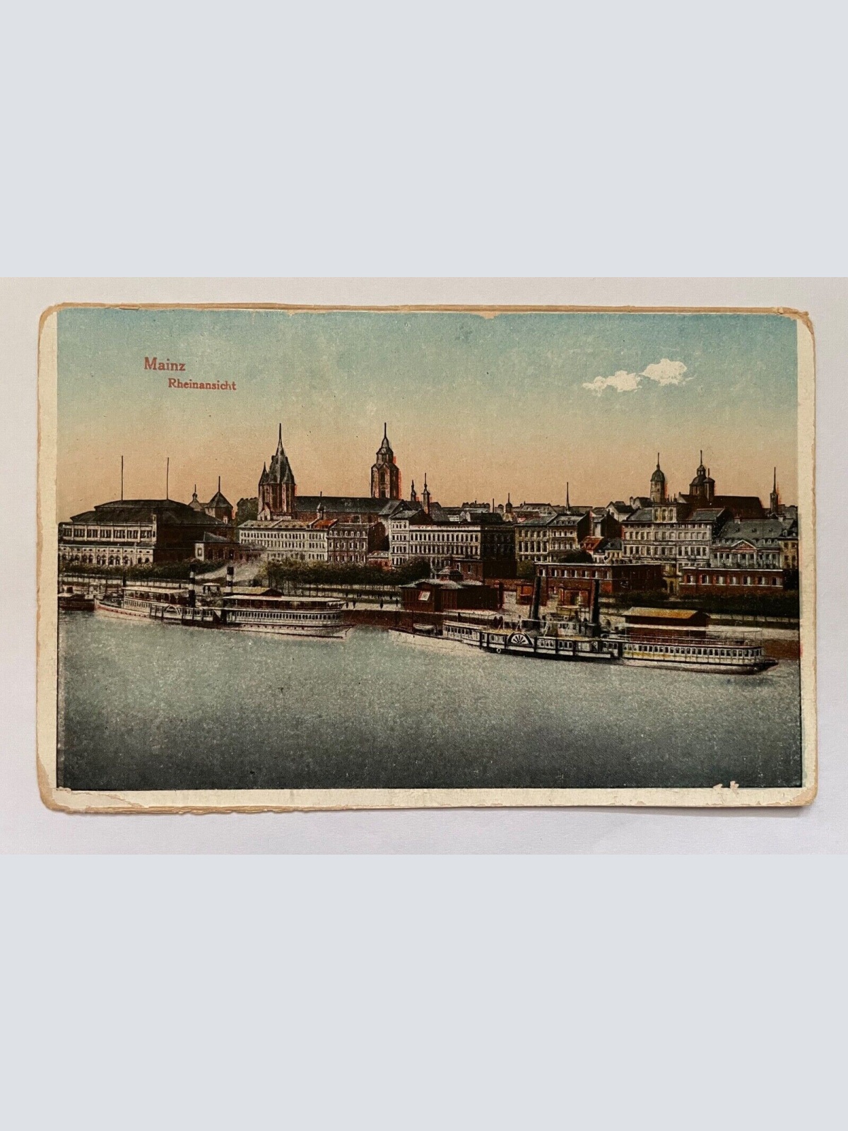 Mainz Rhein Ansicht Rheinland-Pfalz Stadt Fluss Schiff Deutschland 180272 K TH