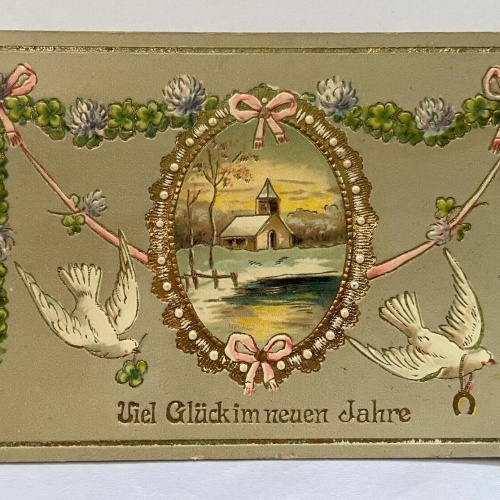 Viel Glück Im Neuen Jahr Silvester Schnee Winter Kirche Taube 650458 K TH