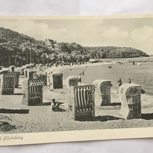 AK, Ostseebad, Glücksburg, Strandkörbe, Badestrand (110266 Bw)