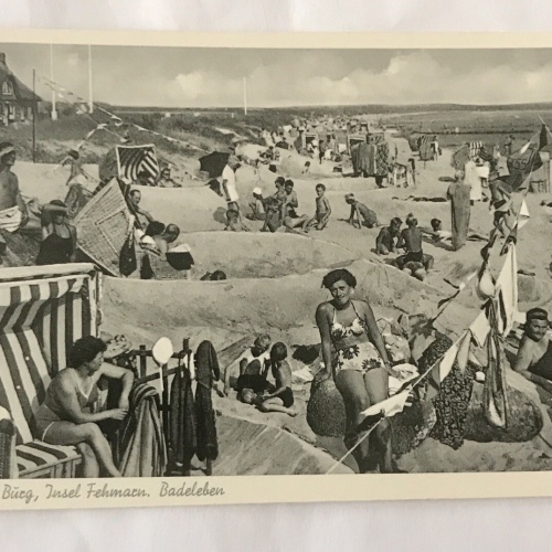AK, Ostseebad, Insel Fehrmann, Badeleben, Schleswig Holstein (110308 BW)