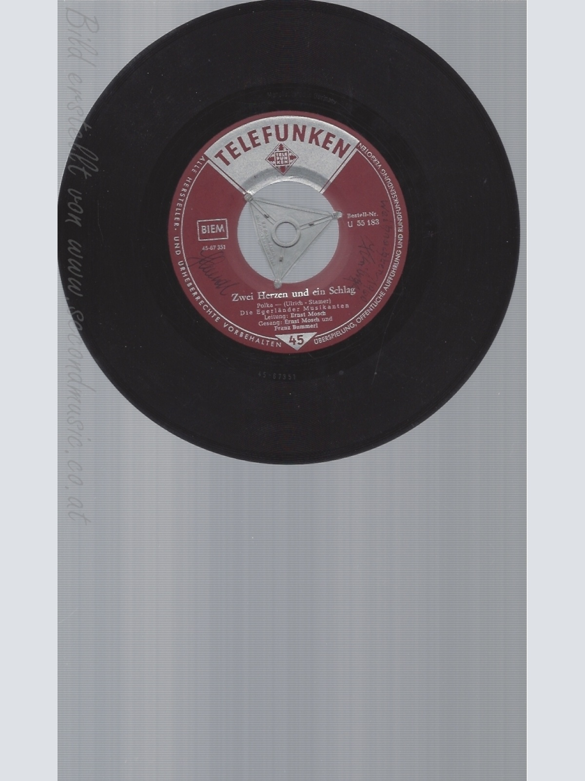 7" ERNST MOSCH--ZWEI HERZEN UND EIN SCHLAG