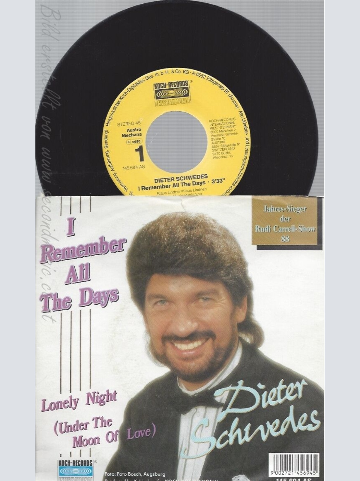 7" -- DIETER SCHWEDES-- I REMEMBER ALL THE DAYS- MIT