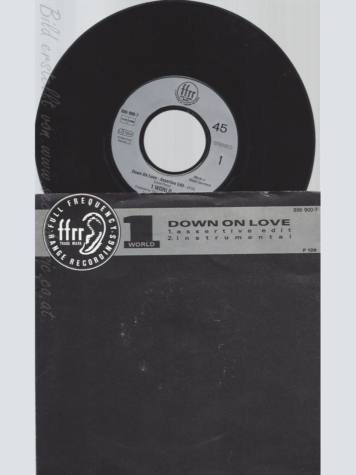 7" 1 WORLD -- DOWN ON LOVE