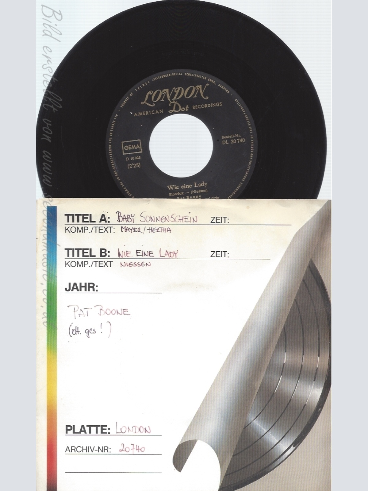 7" PAT BOONE -- BABY SONNENSCHEIN--DT GESUNGEN!!!!!