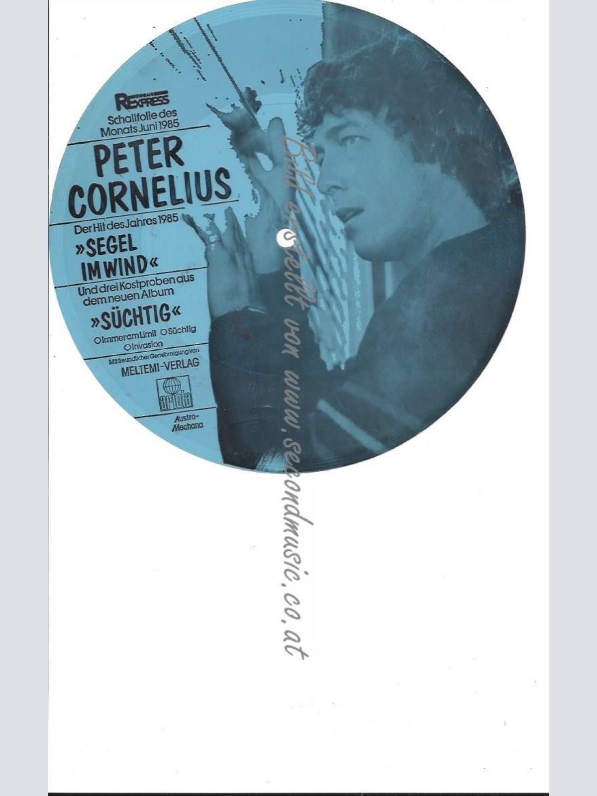 7" PETER CORNELIUS --FLEXI -- SEGEL IM WIND-BLAU