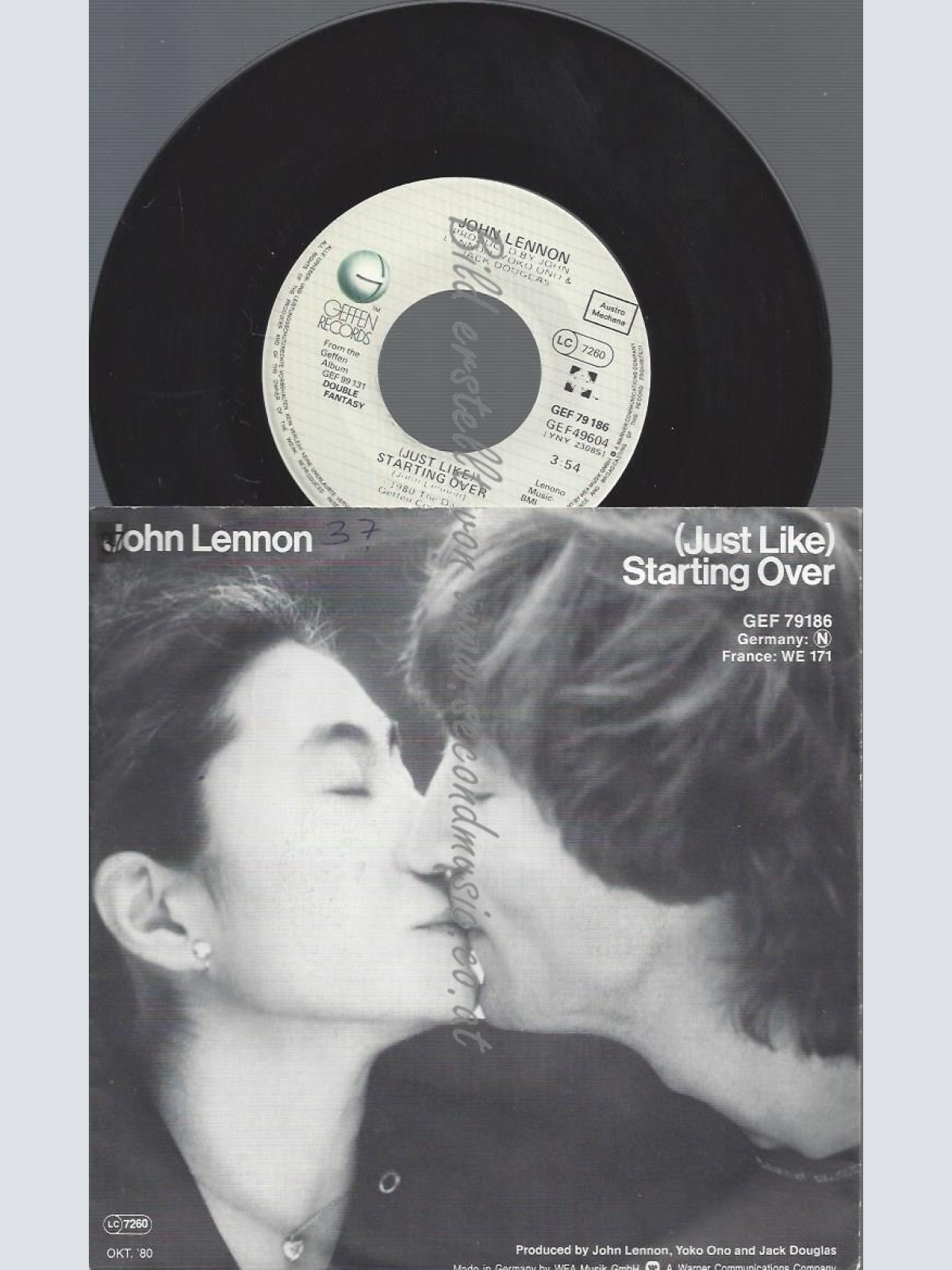 7"JOHN LENNON--YOKO ONO--KISS KISS--STARTING OVER--AUSTRO MECHANA