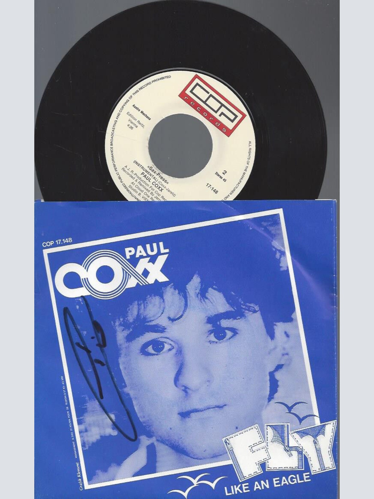 7" PAUL COXX FLY LIKE AN ANGEL --MIT ORIGINAL UNTERSCHRIFT