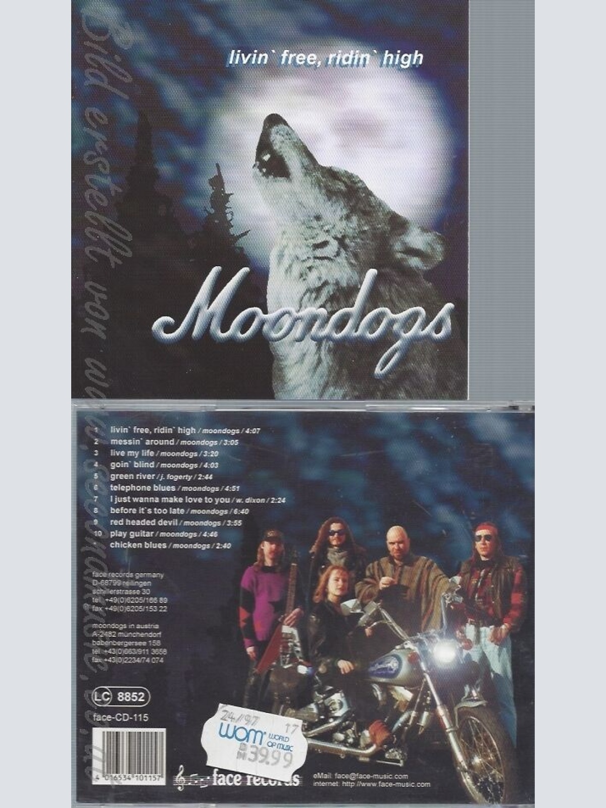 CD--MOONDOGS -1998- -- LIVIN'FREE,RIDIN'HIGH