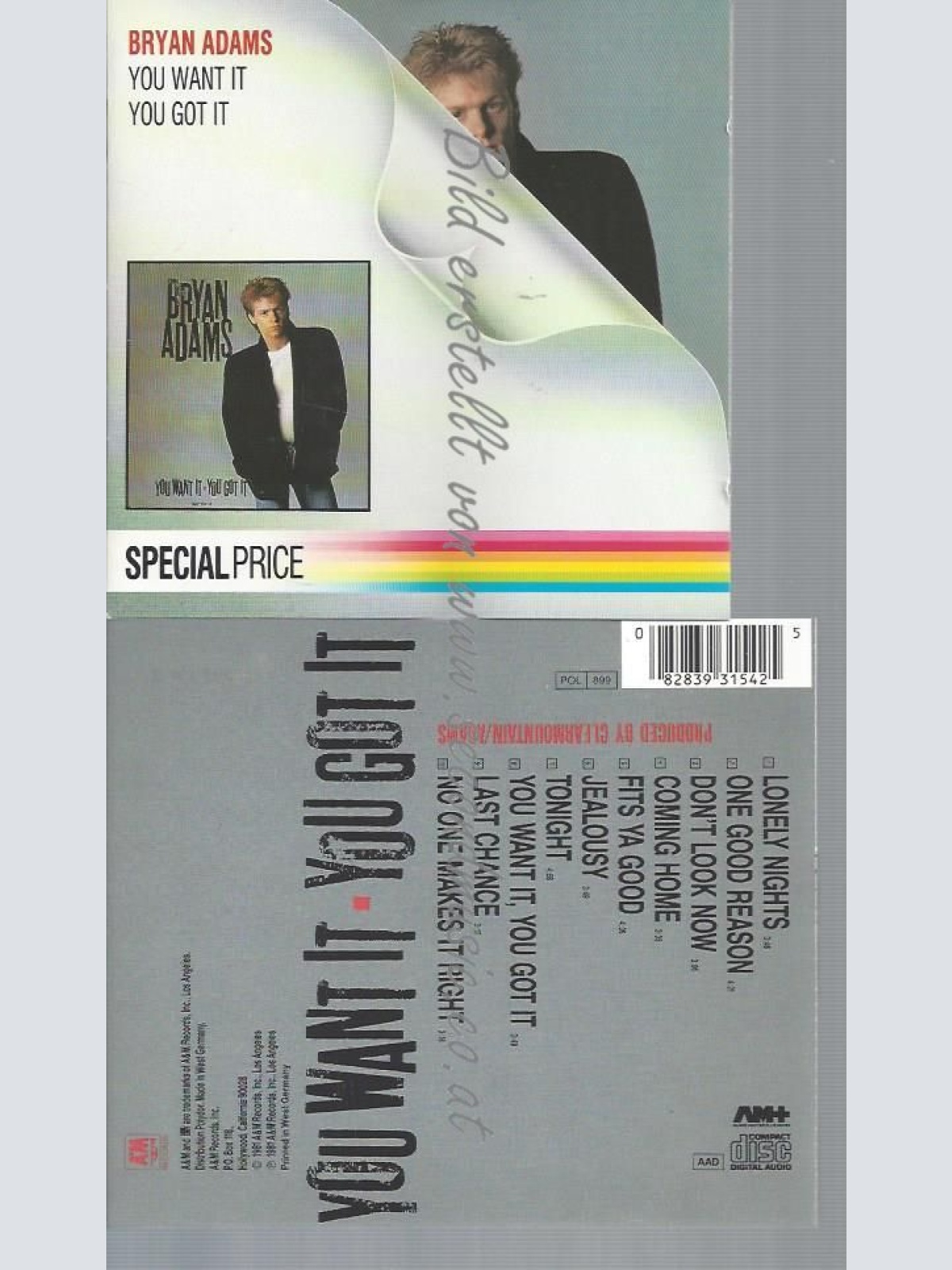 CD--BRYAN ADAMS --YOU WANT IT YOU GOT IT