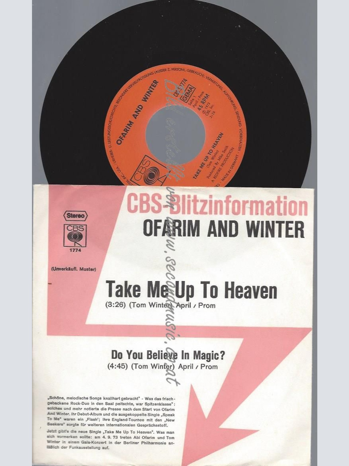 7"   Ofarim AND  Winter – Take Me Up To Heaven