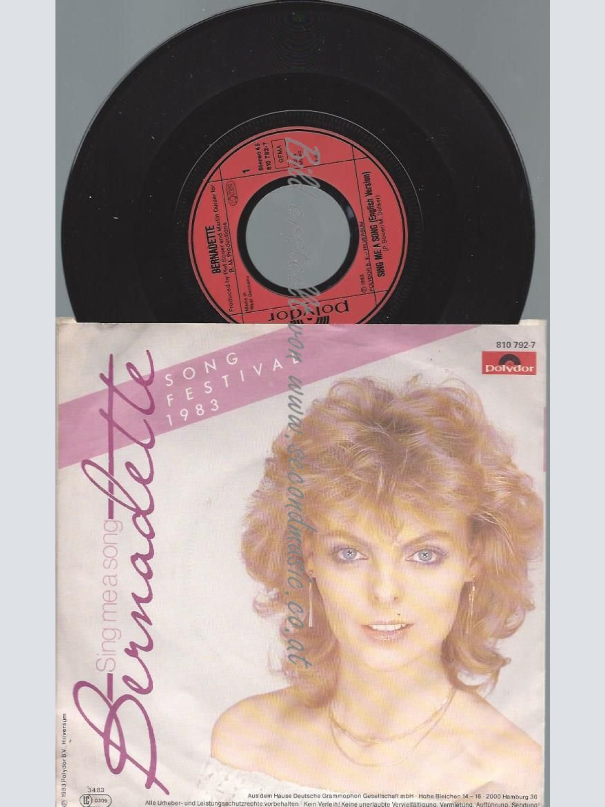 7"   Bernadette  – Sing Me A Song