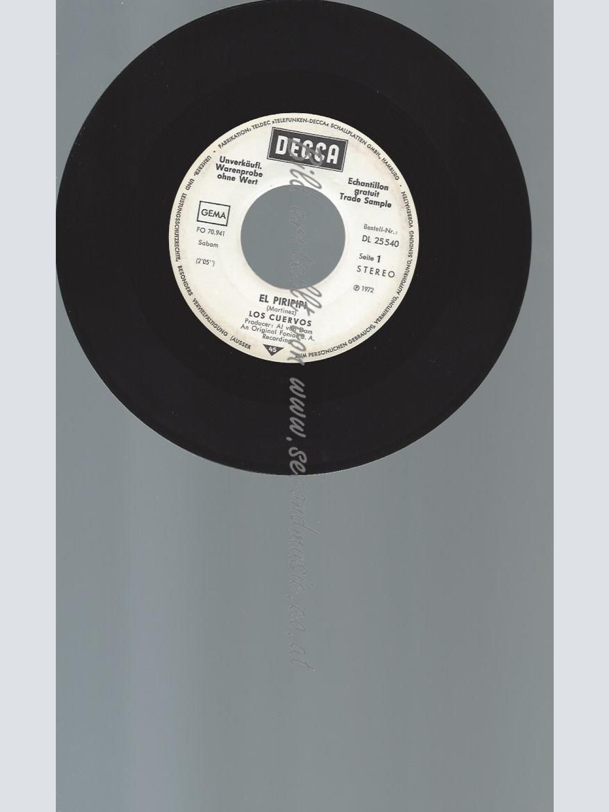 7"   Los Cuervos  El Piripipi //PROMO