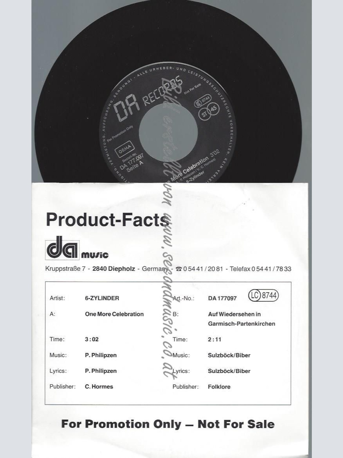 7"    6-Zylinder  One More Celebration    PROMO