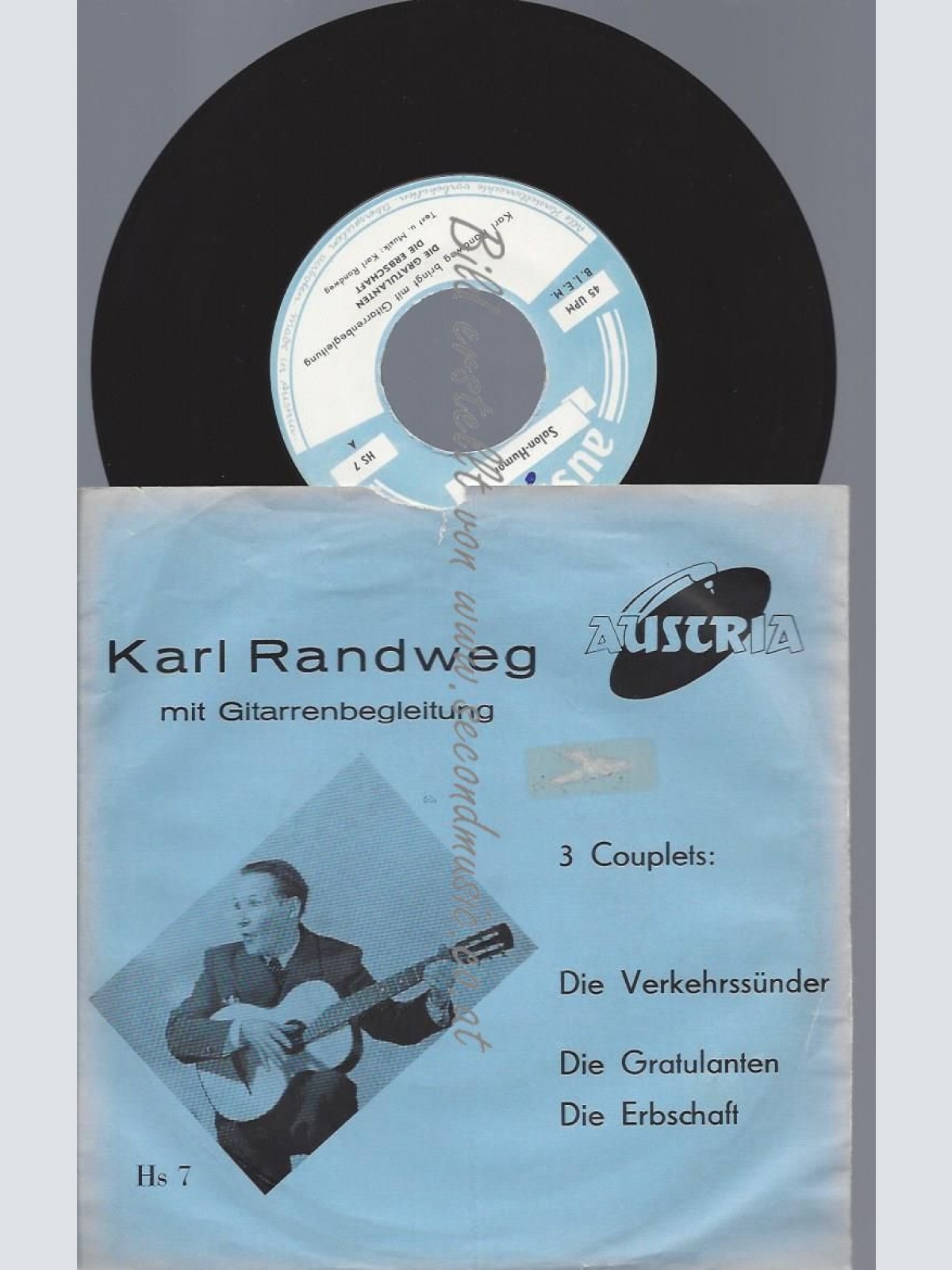 7"  KARL RANDWEG 3 COUPLETS --DER VERKEHRSSÜNDER