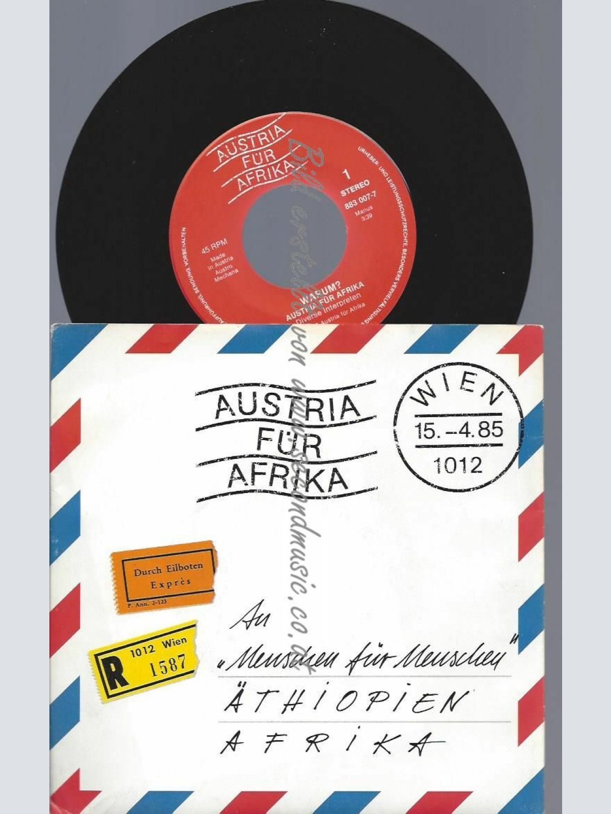 7" AUSTRIA FÜR AFRIKA //+ BEILAGE+ ERLAGSCHEIN //BIL / DANZER /