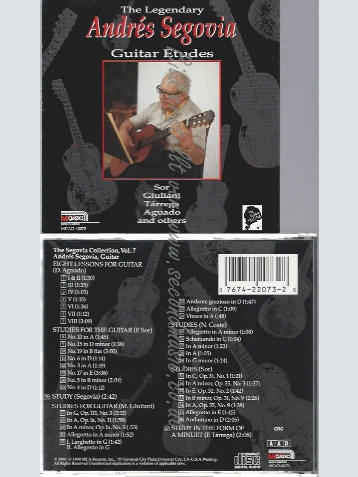 CD--ANDRES SEGOVIA | --VOL.7 -GUITAR ETUDES