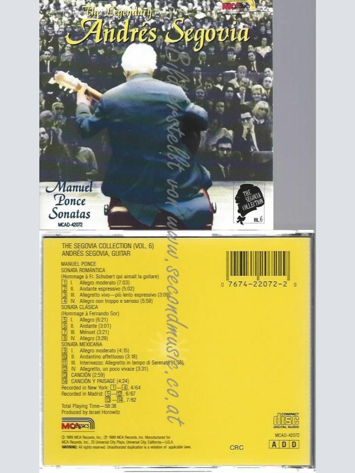 CD--ANDRES SEGOVIA | --VOL.6 -PONCE SONATAS