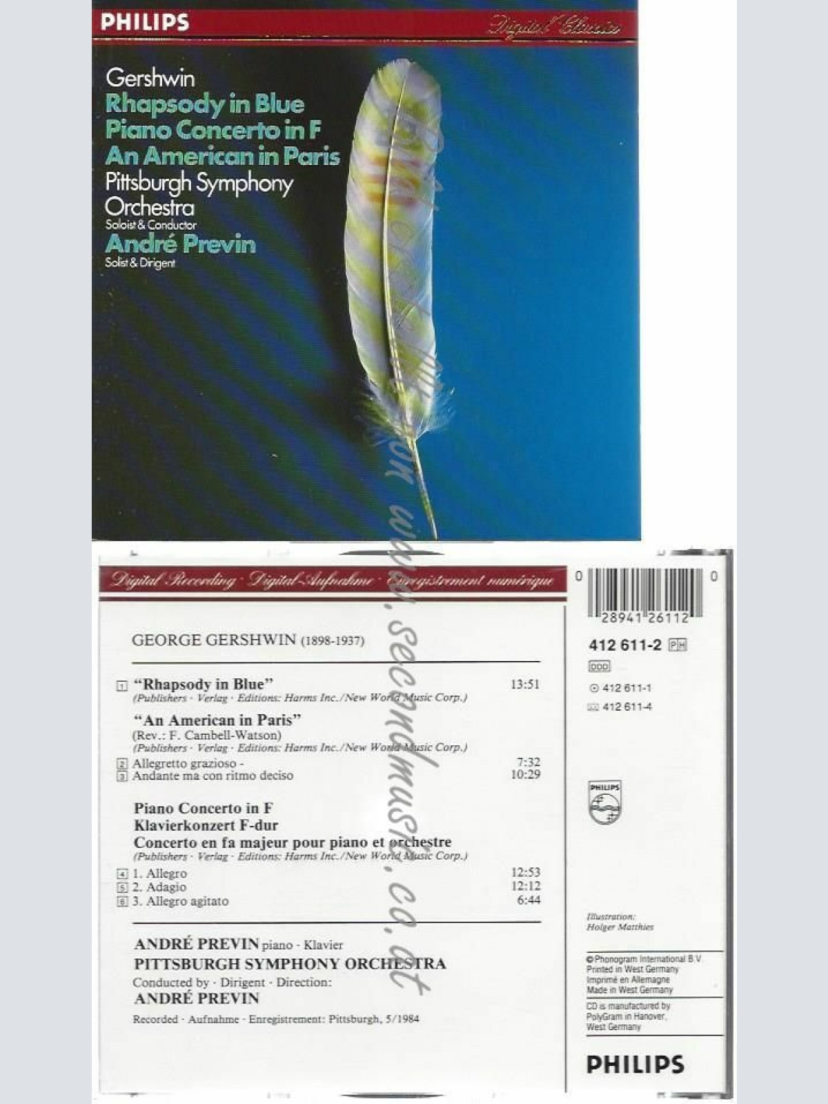 CD--KLAVIERKONZERT F-DUR/ PREVIN,ANDRE  --RHAPSODY IN BLUE