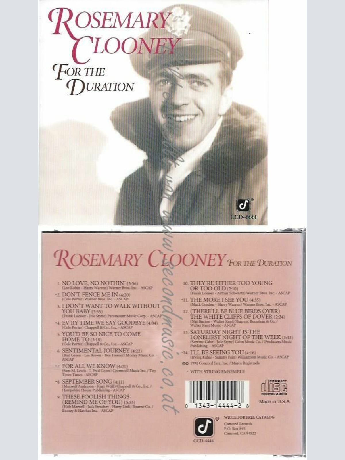 CD--ROSEMARY CLOONEY | --FOR THE DURATION