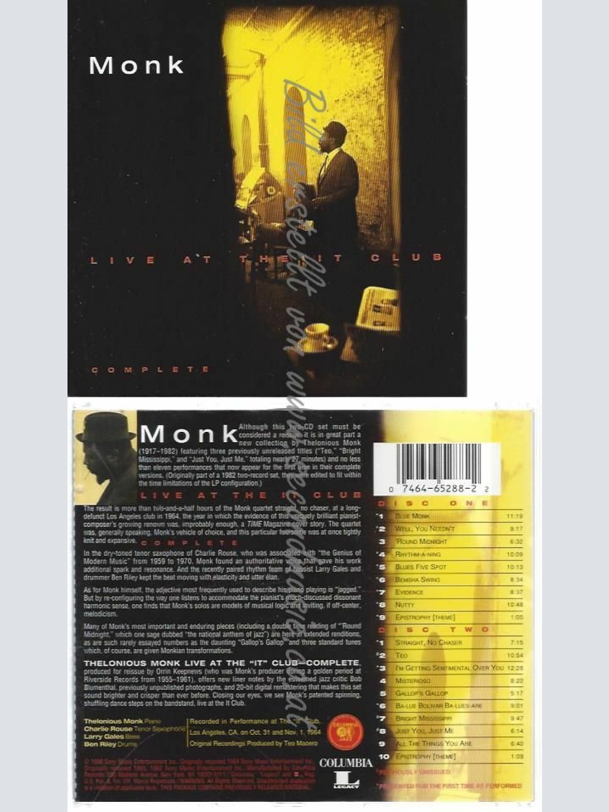 CD--THELONIOUS MONK | --LIVE AT THE IT CLUB
