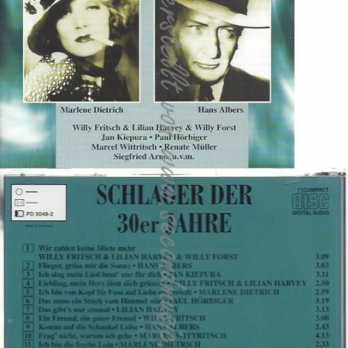 CD--VARIOUS, MARLENE DIETRICH, ET AL. | --SCHLAGER DER 30ER JAHRE