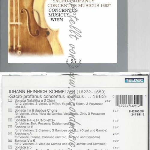 CD--JOHANN HEINRICH SCHMELZER--SACRO PROFANUS CONCENTUS MUSICUS