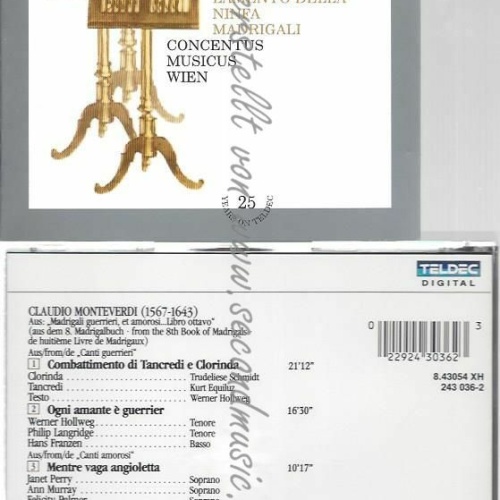 CD--CLAUDIO MONTEVERDI, HARNONCOURT, ET AL.--DAS ALTE WERK: IL COMBATTIMENTO.