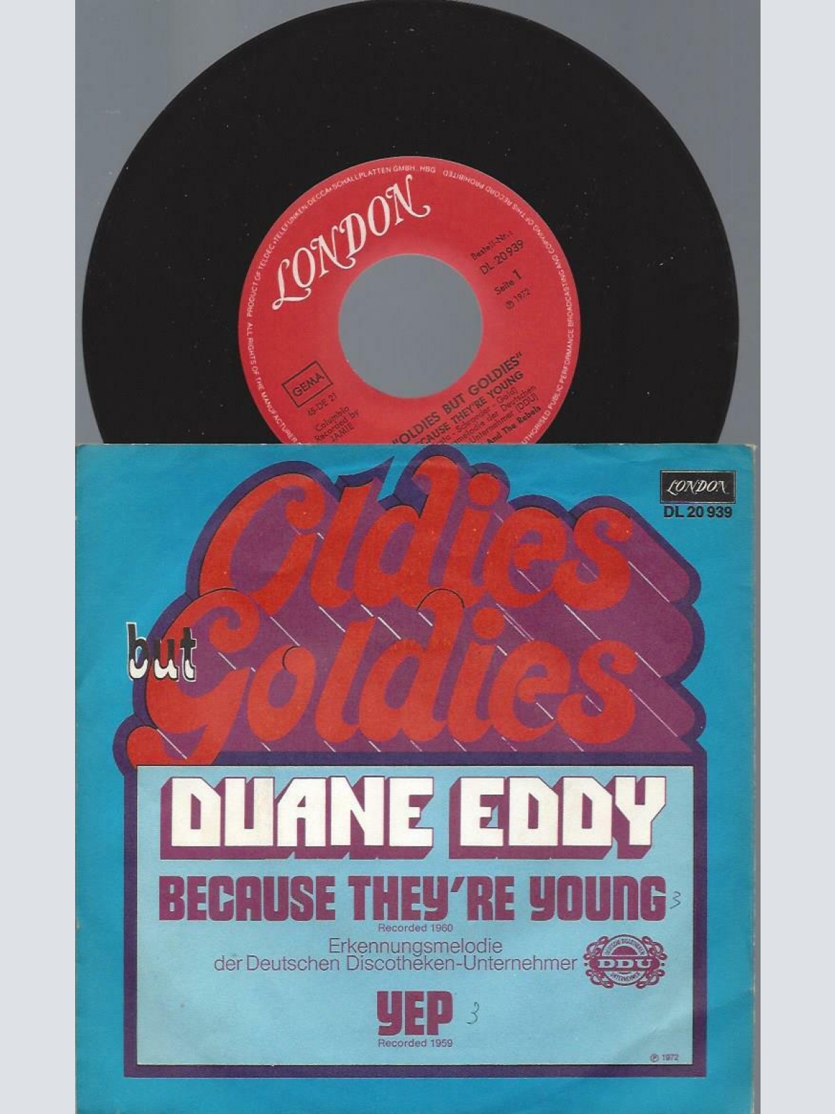 7"   Duane Eddy  Because They're Young / Yep