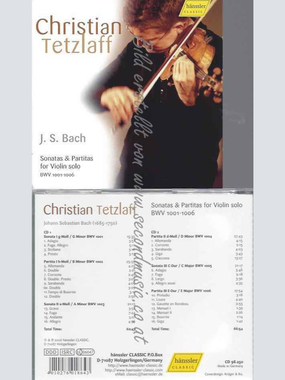CD--TETZLAFF,C. UND BACH,J.S.--SONATEN UND PARTITEN BWV1001-6