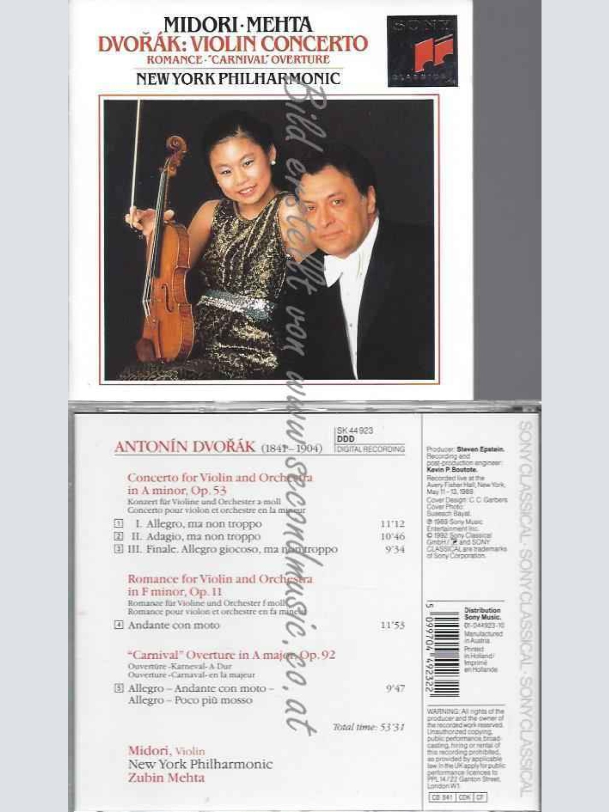 CD--MIDORI, NYPO, ET AL.--DVORAK: VIOLINKONZERT METHA