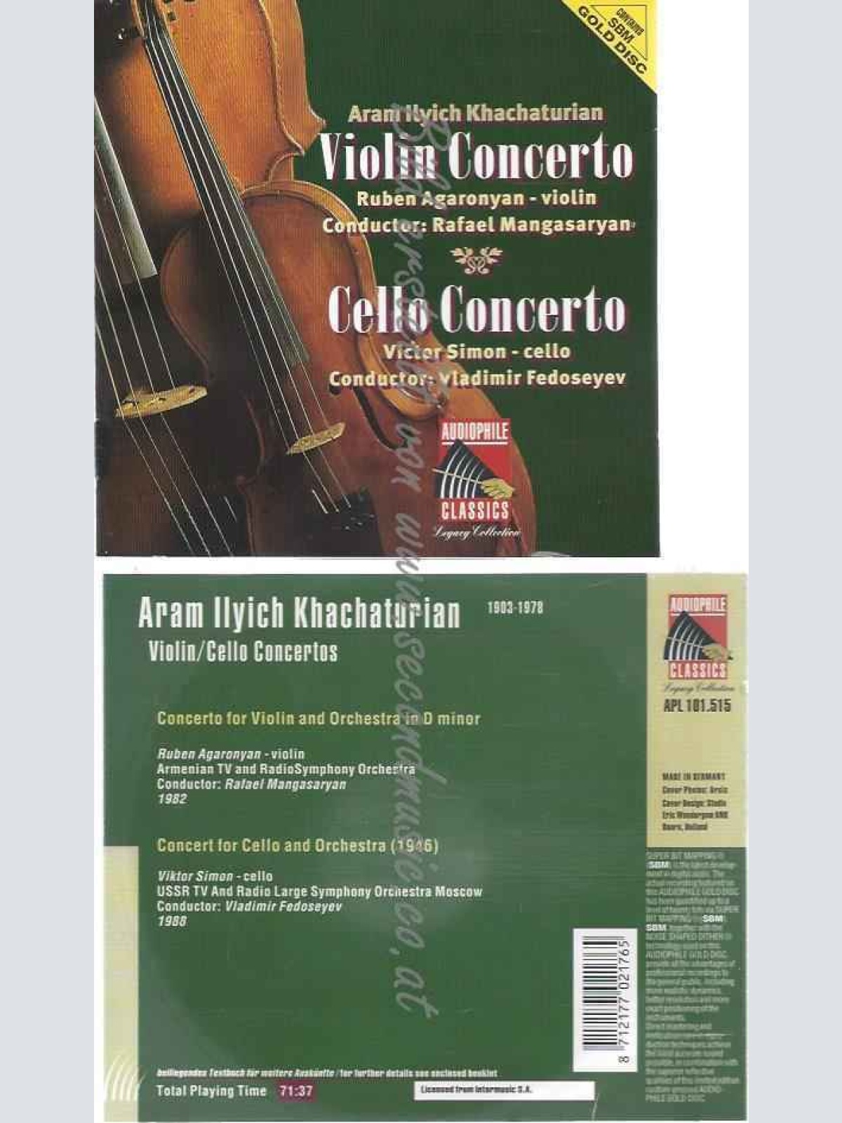 CD--KHACHATURIAN,ARAM--VIOLIN & CELLO CONCERTOS