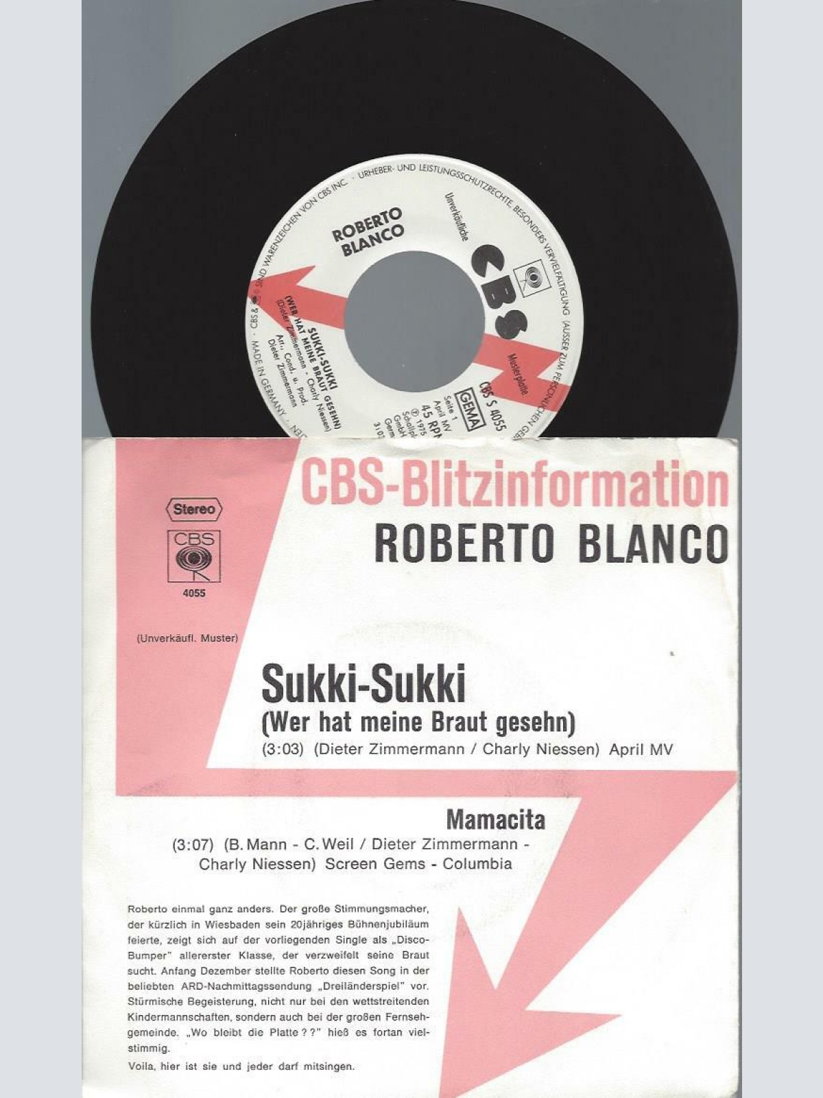 7" Roberto Blanco – Sukki-Sukki / Promo